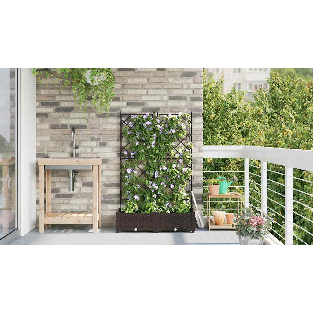 Vaso da Giardino con Trellis Marrone 80 x 40 x 125.5 cm PP