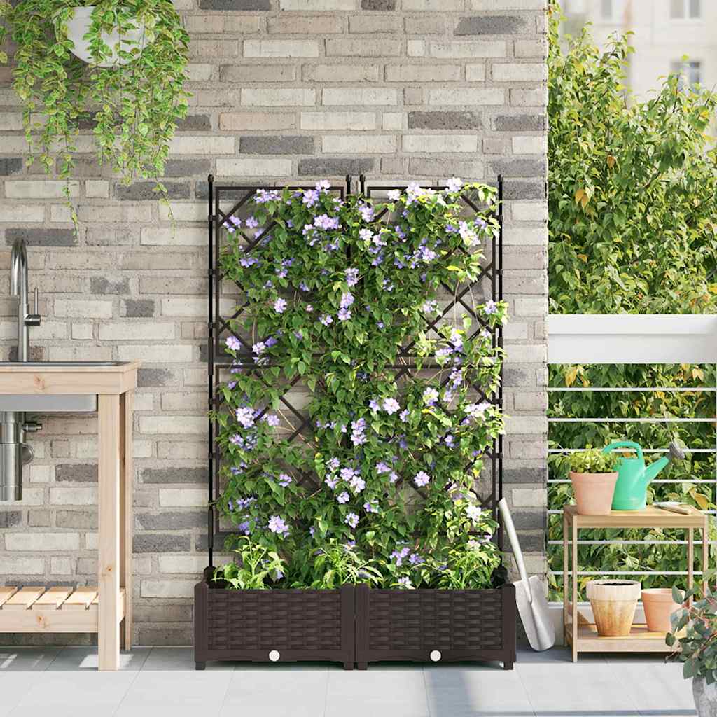 Vaso da Giardino con Trellis Marrone 80 x 40 x 125.5 cm PP