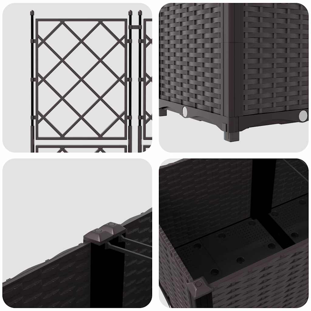 Vaso da Giardino con Trellis 2 pcs Marrone 80 x 40 x 143 cm PP