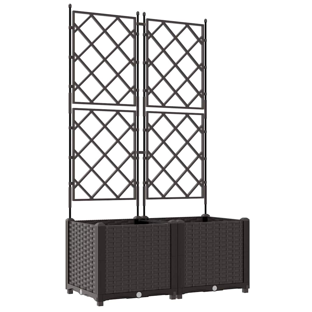 Vaso da Giardino con Trellis 2 pcs Marrone 80 x 40 x 143 cm PP
