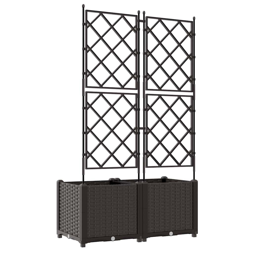 Vaso da Giardino con Trellis 2 pcs Marrone 80 x 40 x 143 cm PP