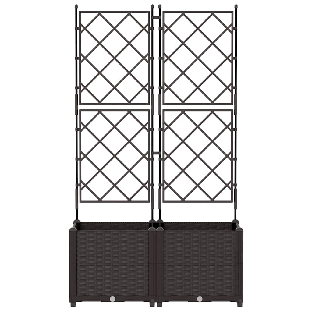 Vaso da Giardino con Trellis 2 pcs Marrone 80 x 40 x 143 cm PP