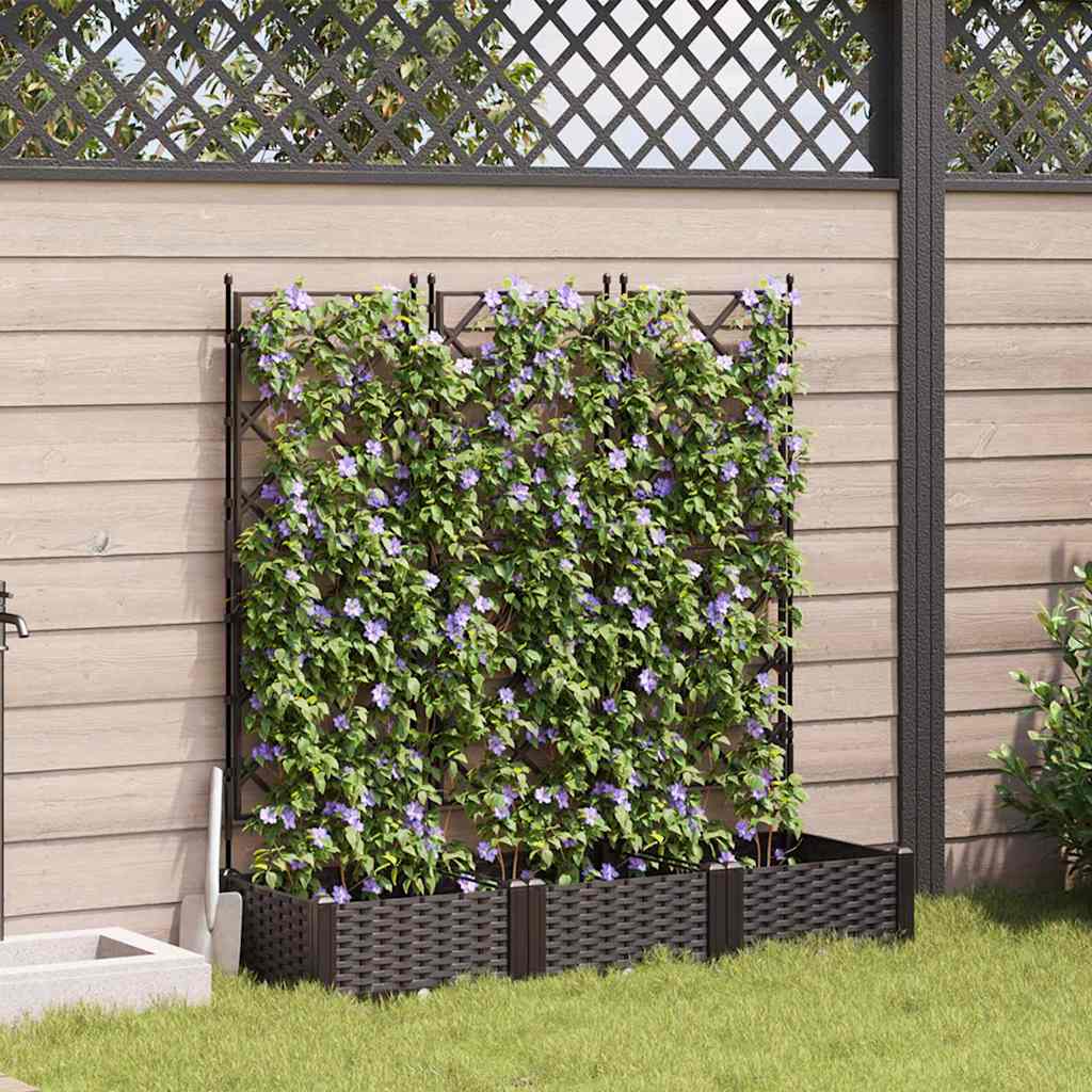 Vaso da Giardino con Trellis 3 pcs Marrone 120 x 40 x 125.5 cm