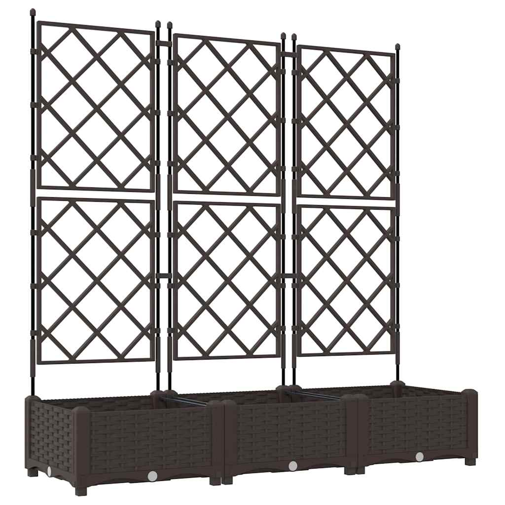 Vaso da Giardino con Trellis 3 pcs Marrone 120 x 40 x 125.5 cm
