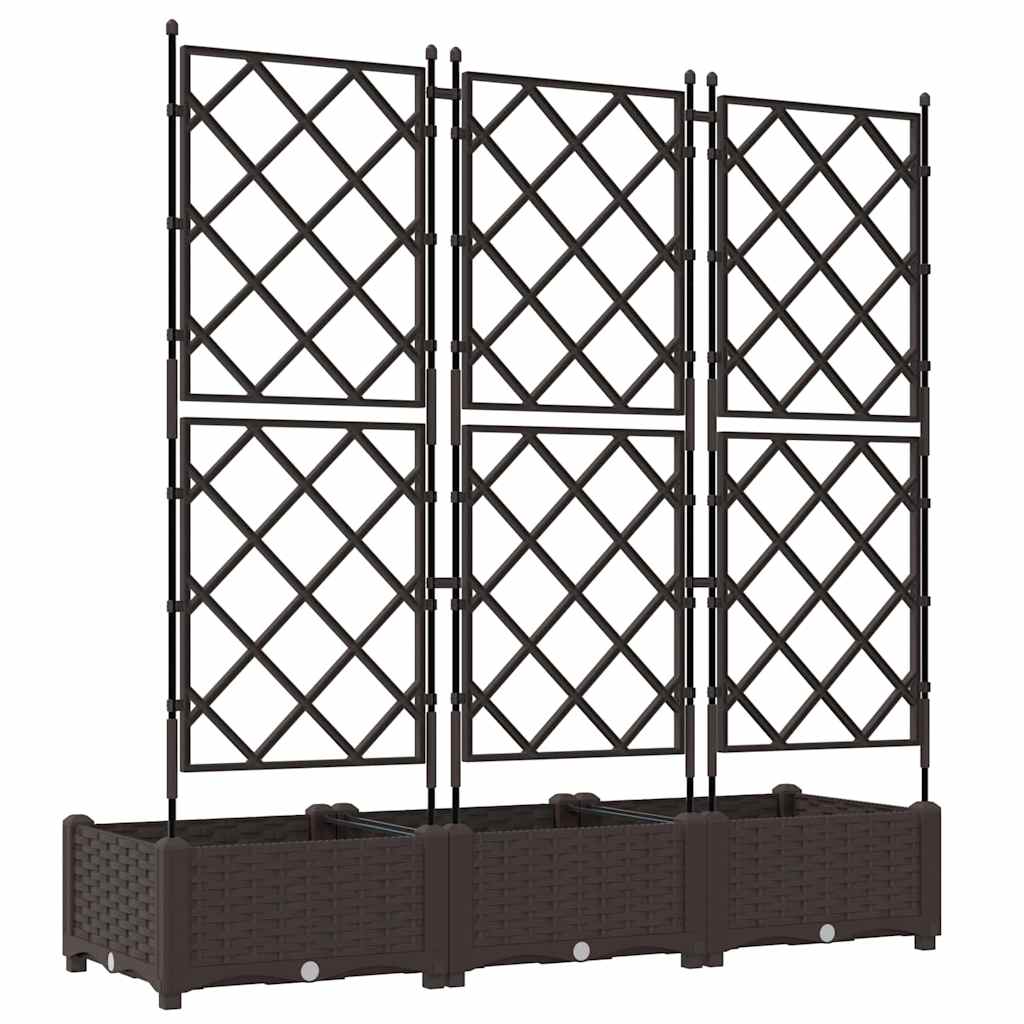 Vaso da Giardino con Trellis 3 pcs Marrone 120 x 40 x 125.5 cm