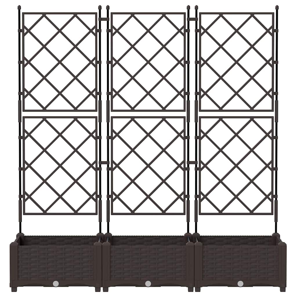 Vaso da Giardino con Trellis 3 pcs Marrone 120 x 40 x 125.5 cm