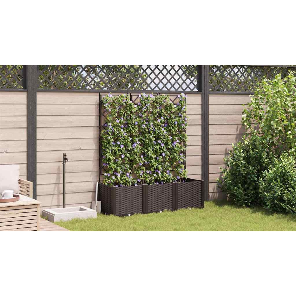 Vaso da Giardino con Trellis 3 pcs Marrone 120 x 40 x 143 cm PP