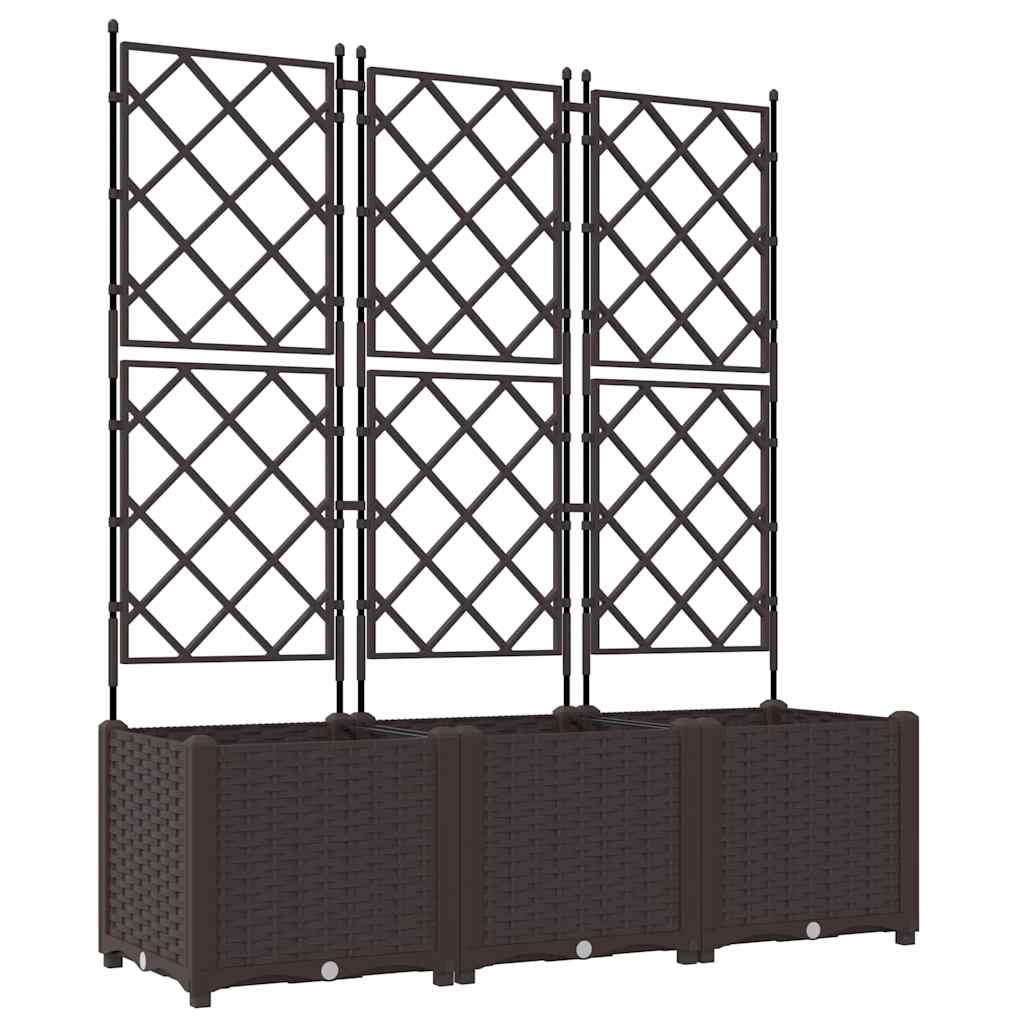 Vaso da Giardino con Trellis 3 pcs Marrone 120 x 40 x 143 cm PP