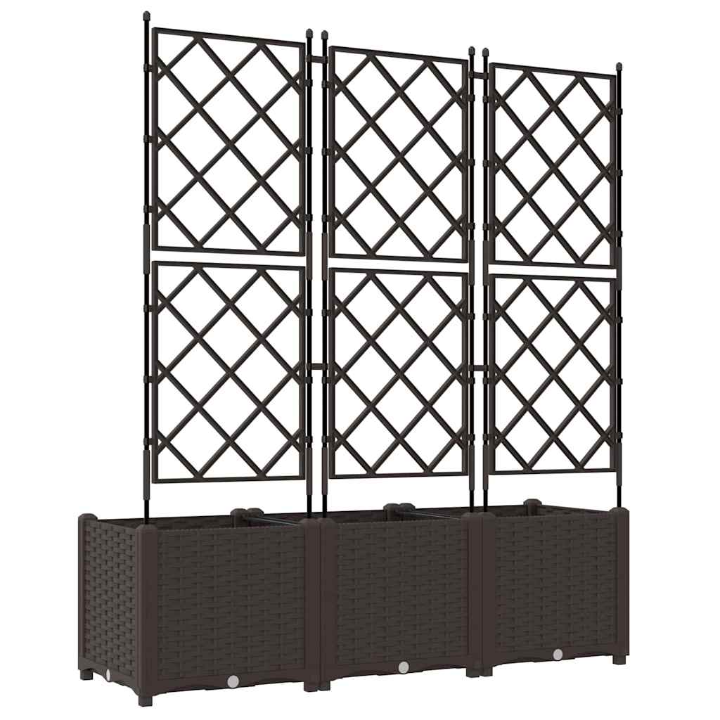 Vaso da Giardino con Trellis 3 pcs Marrone 120 x 40 x 143 cm PP