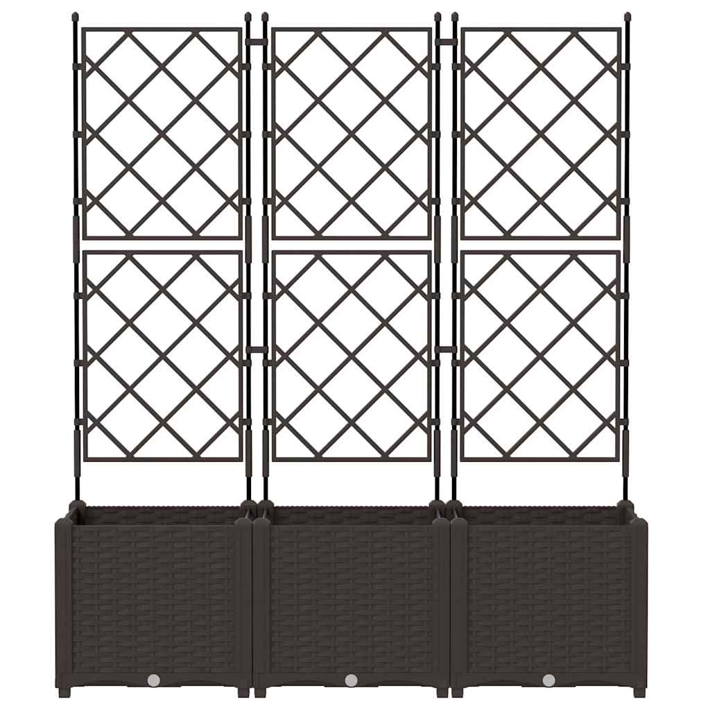 Vaso da Giardino con Trellis 3 pcs Marrone 120 x 40 x 143 cm PP