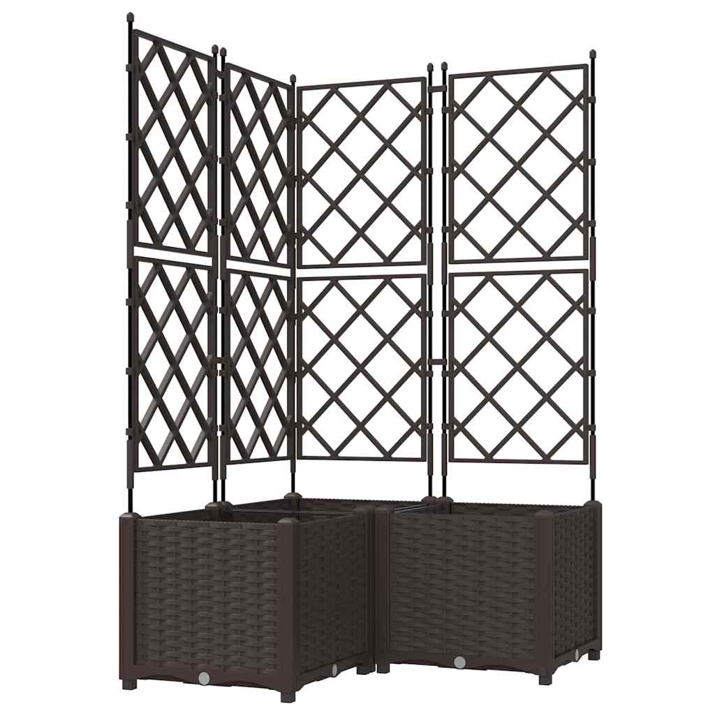 Vaso da Giardino con Trellis 3 pcs Marrone 80 x 80 x 143 cm PP