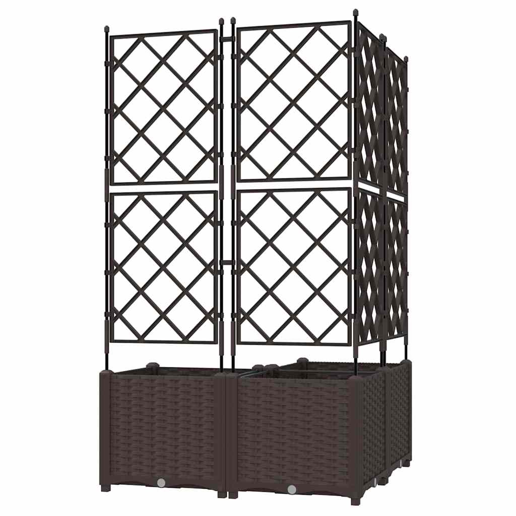 Vaso da Giardino con Trellis 3 pcs Marrone 80 x 80 x 143 cm PP