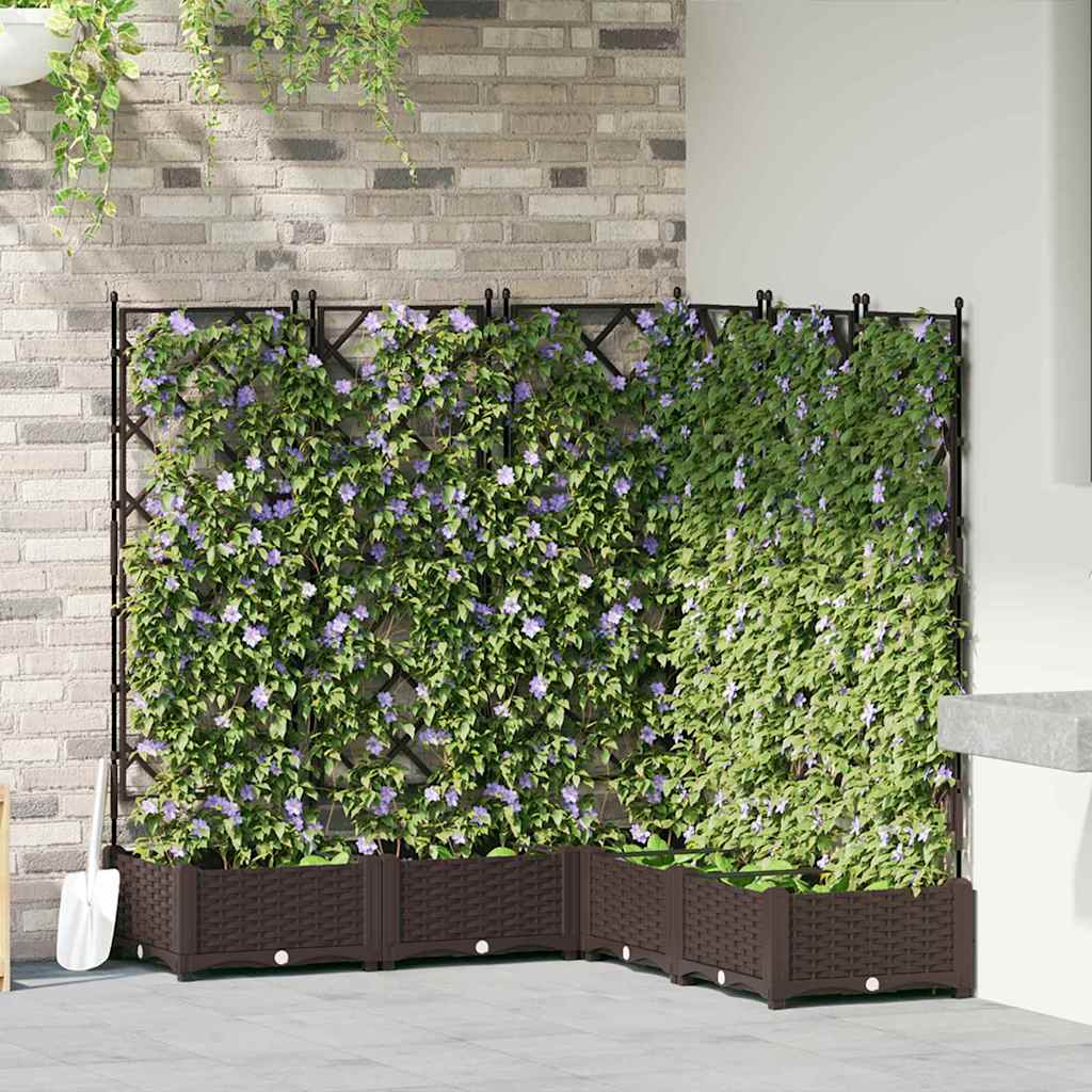 Vaso da Giardino con Trellis 5 pcs Marrone 120 x 120 x 125.5 cm
