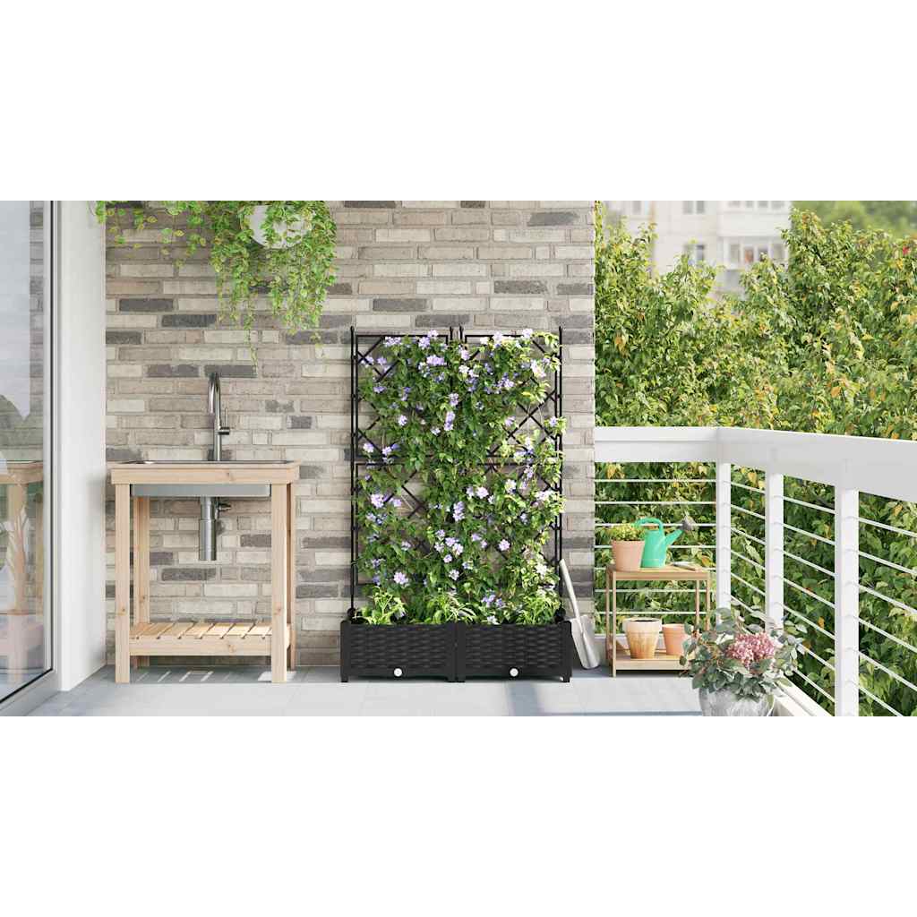 Vaso da Giardino con Trellis Nero 80 x 40 x 125.5 cm PP