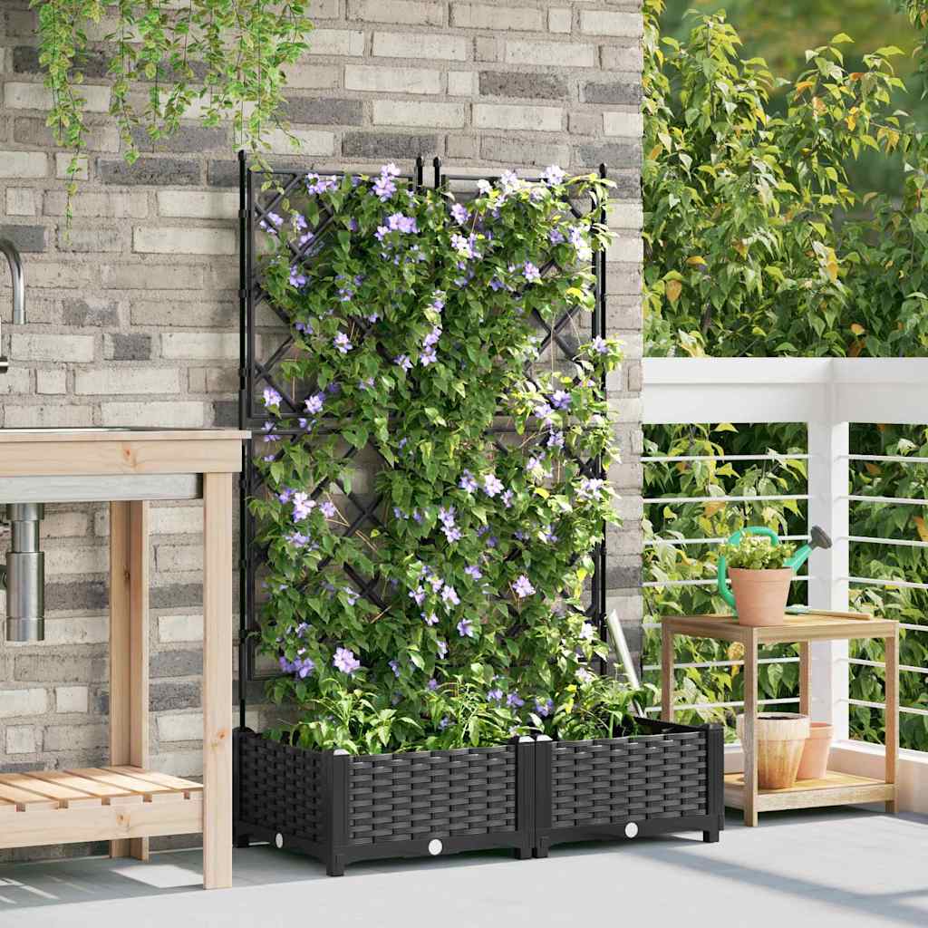 Vaso da Giardino con Trellis Nero 80 x 40 x 125.5 cm PP