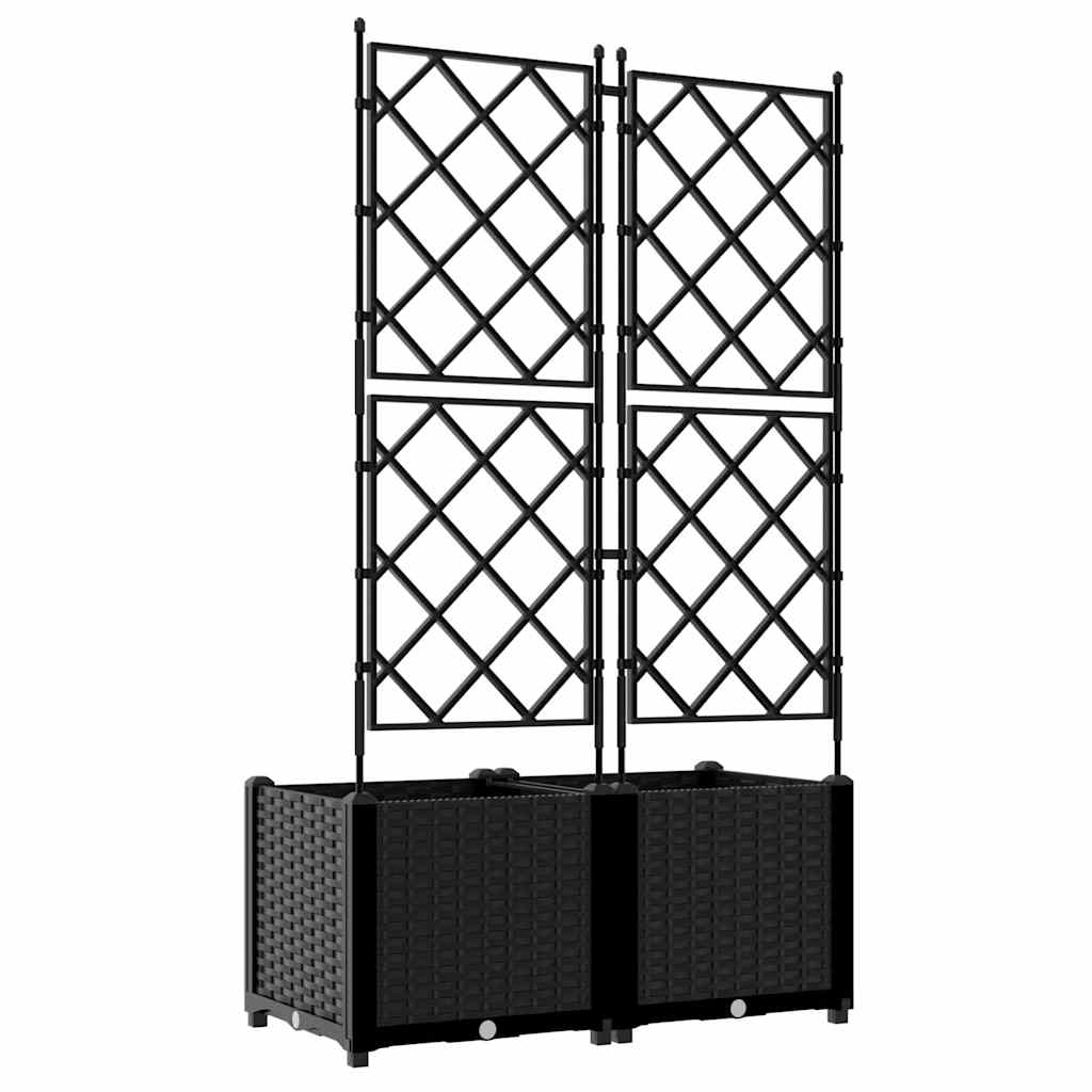 Vaso da Giardino con Trellis 2 pcs Nero 80 x 40 x 143 cm PP