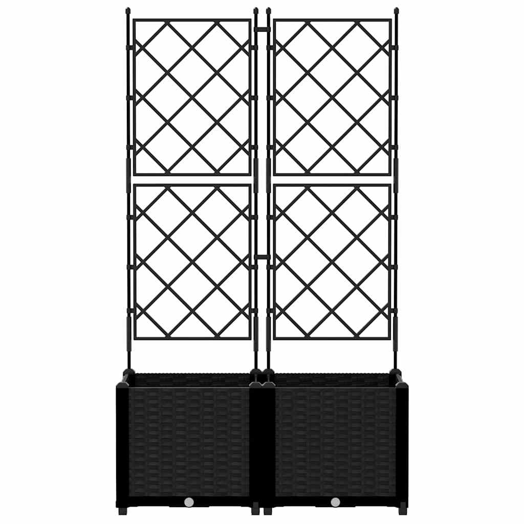 Vaso da Giardino con Trellis 2 pcs Nero 80 x 40 x 143 cm PP
