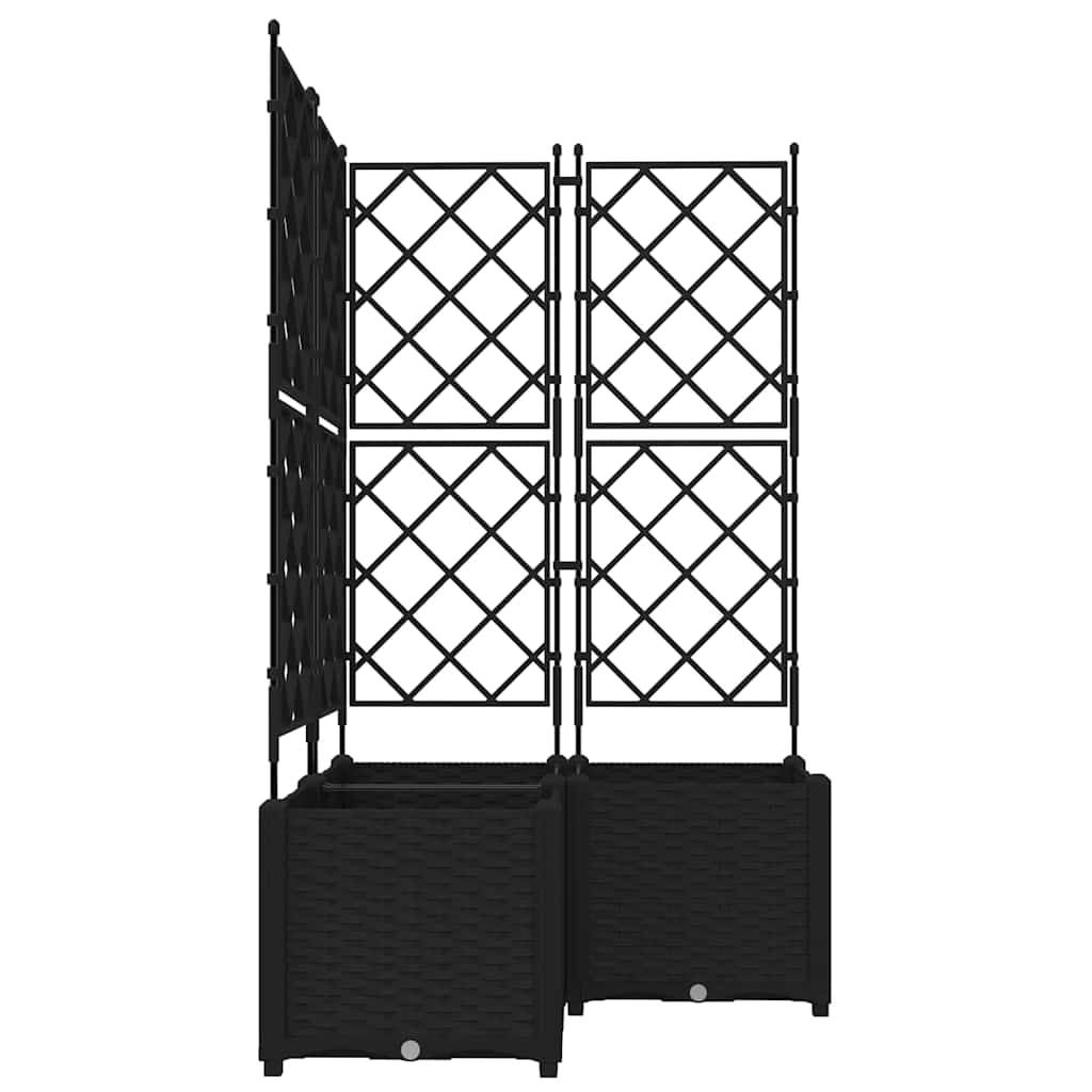 Vaso da Giardino con Trellis 3 pcs Nero 80 x 80 x 143 cm PP
