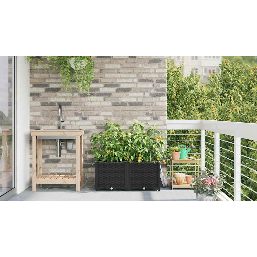 Vasi da giardino Nero 80 x 40 x 37.5 cm Acciaio