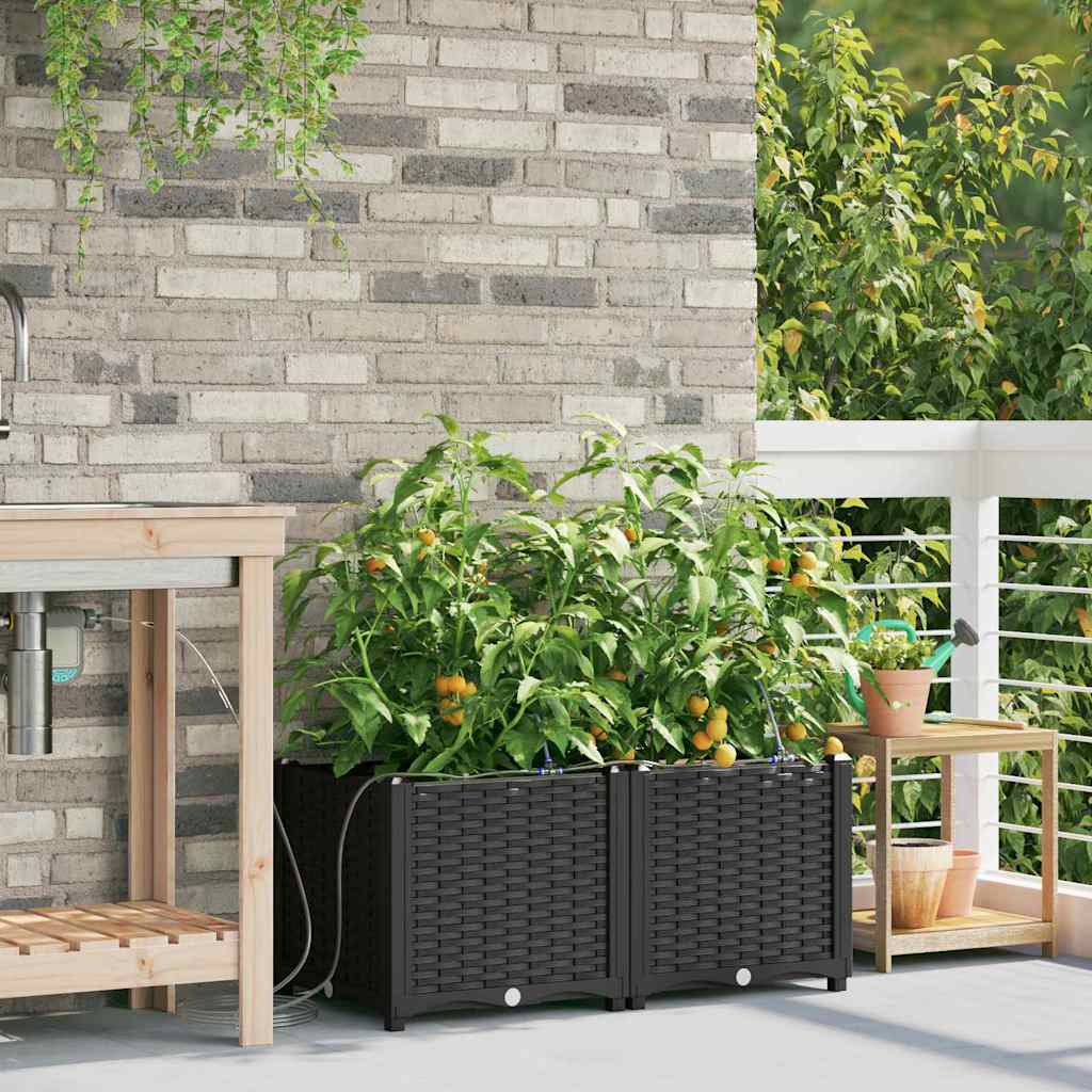 Vasi da giardino Nero 80 x 40 x 37.5 cm Acciaio