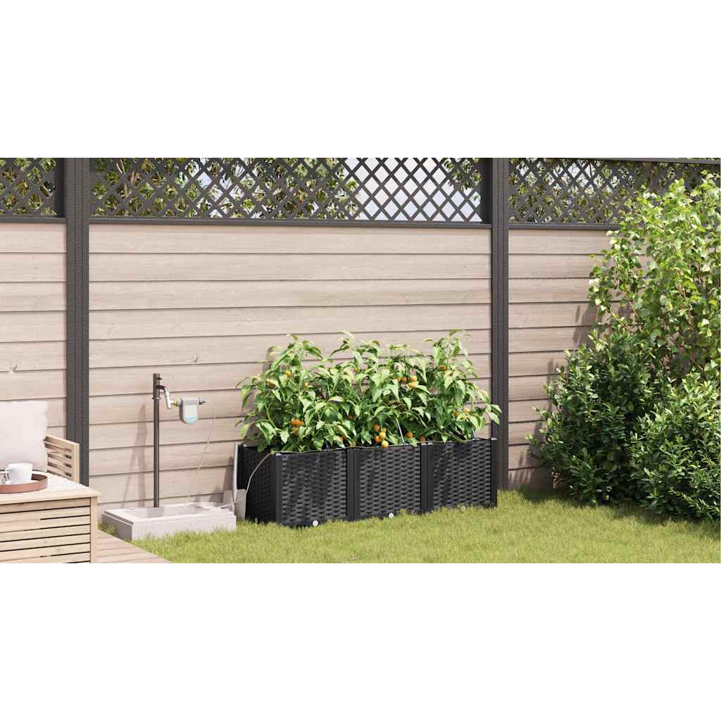 Vasi da giardino Nero 120 x 40 x 37.5 cm Acciaio