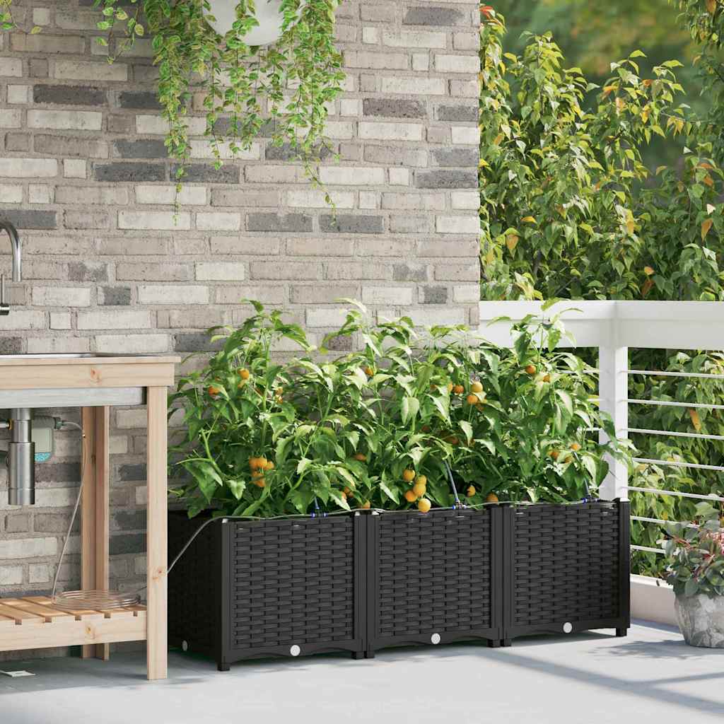 Vasi da giardino Nero 120 x 40 x 37.5 cm Acciaio