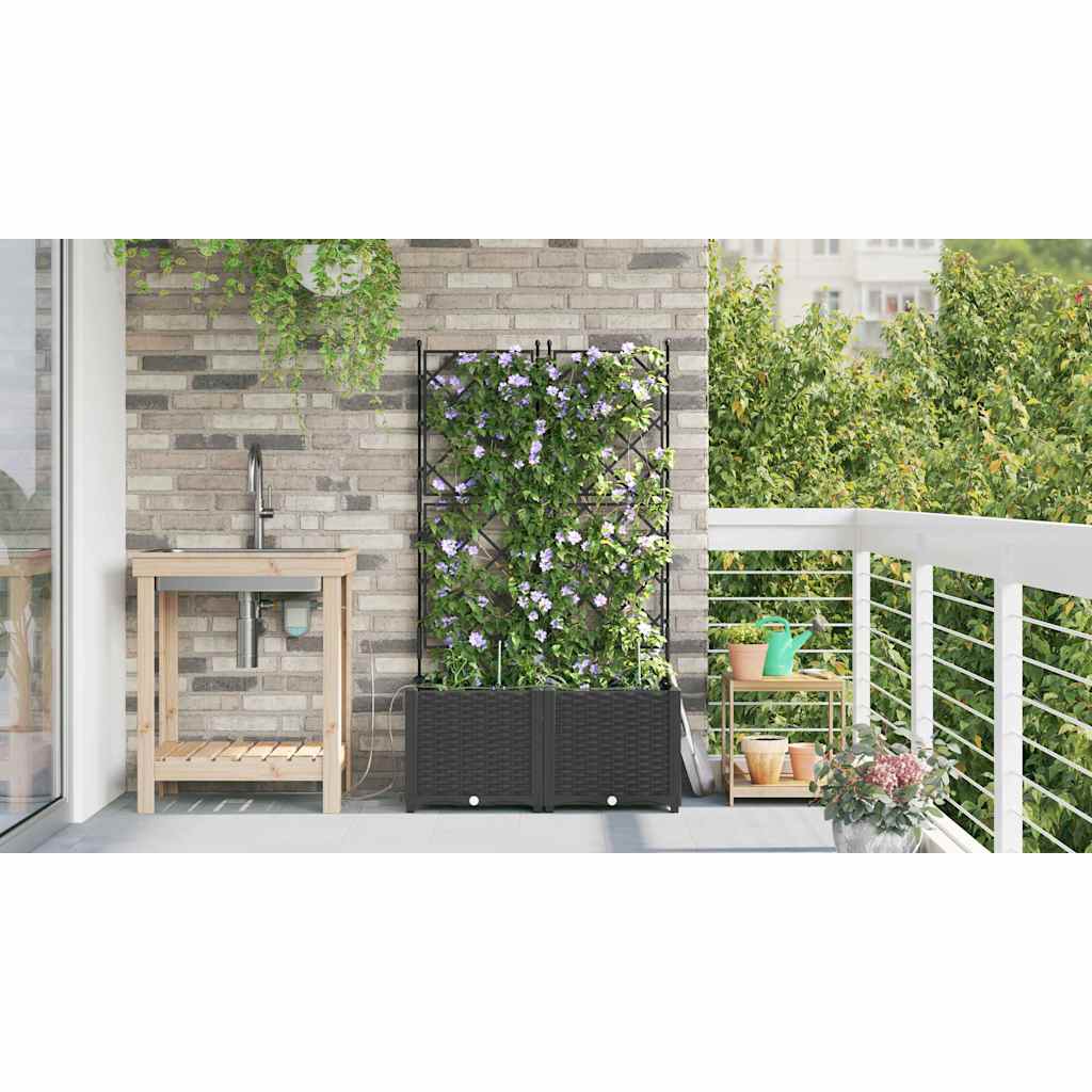 Vasi da giardino Nero 80 x 40 x 142 cm Acciaio