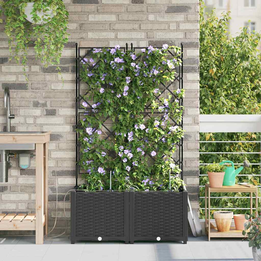 Vasi da giardino Nero 80 x 40 x 142 cm Acciaio