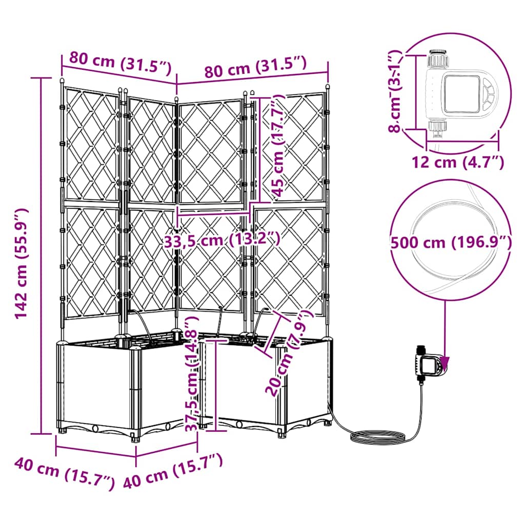 Vaso da giardino 3 pcs Nero Plastica | homemem39