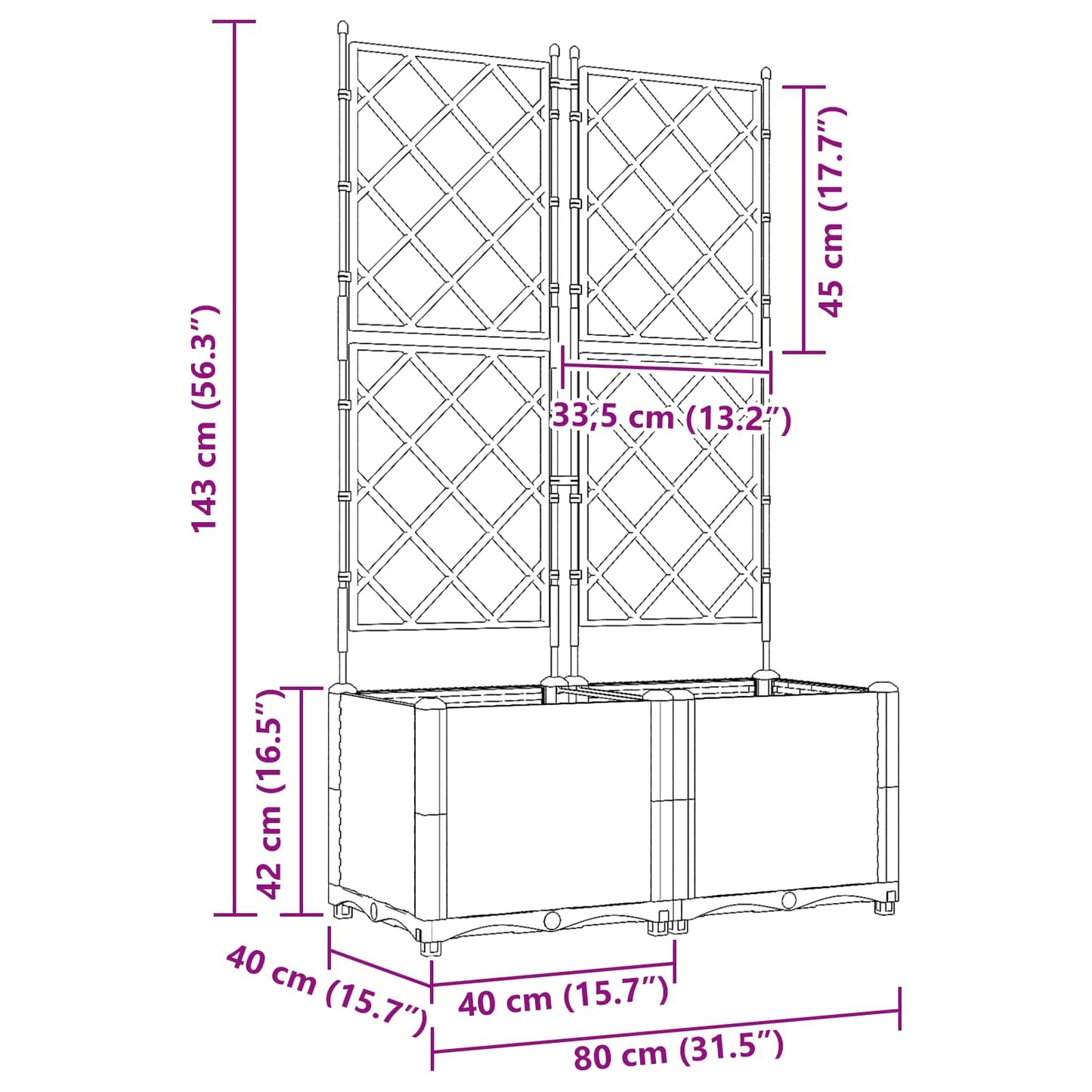 Vaso da giardino 2 pcs Grigio 80 x 40 x 143 cm Plastica | homemem39