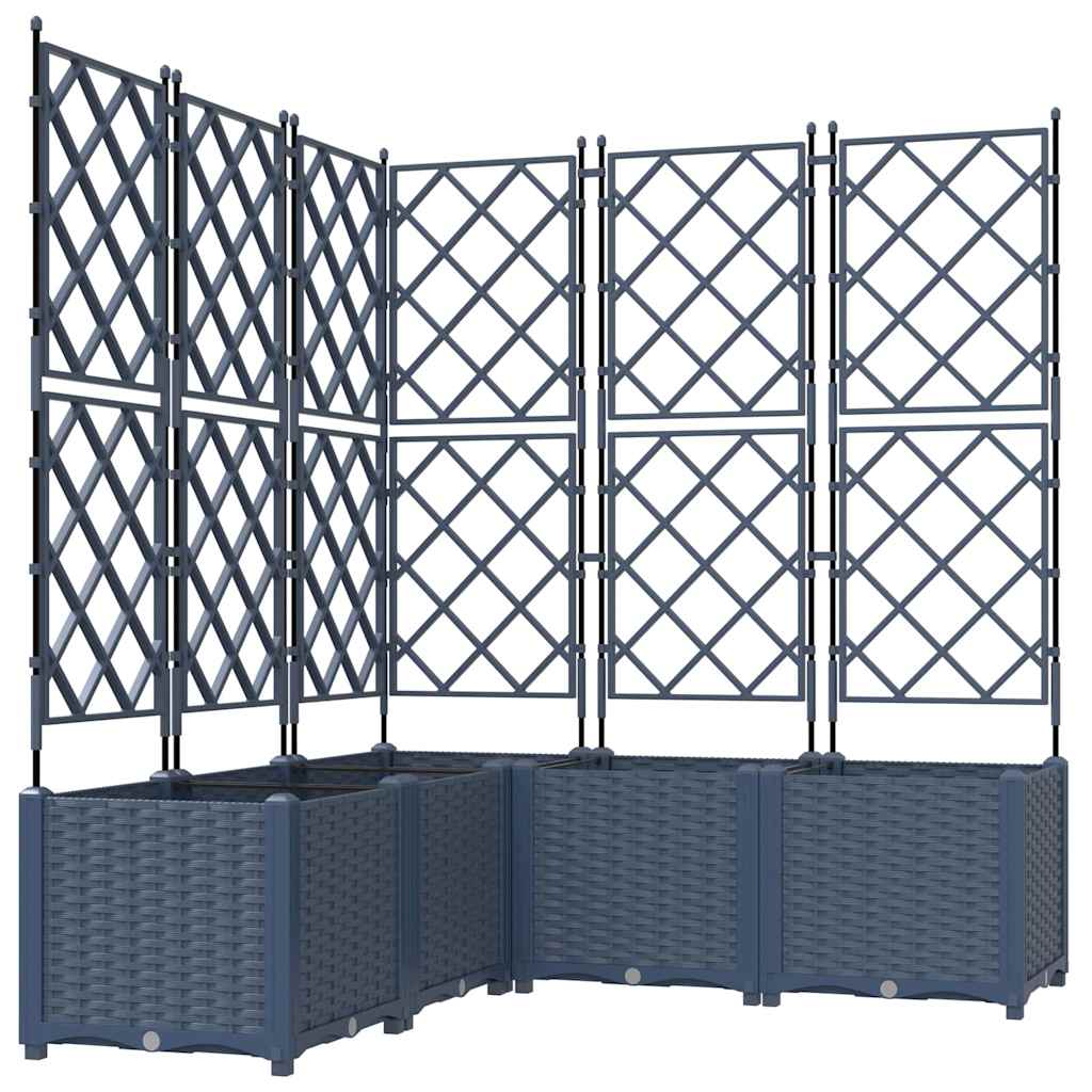 Vaso da Giardino con Trellis 5 pcs Grigio 120 x 120 x 143 cm PP