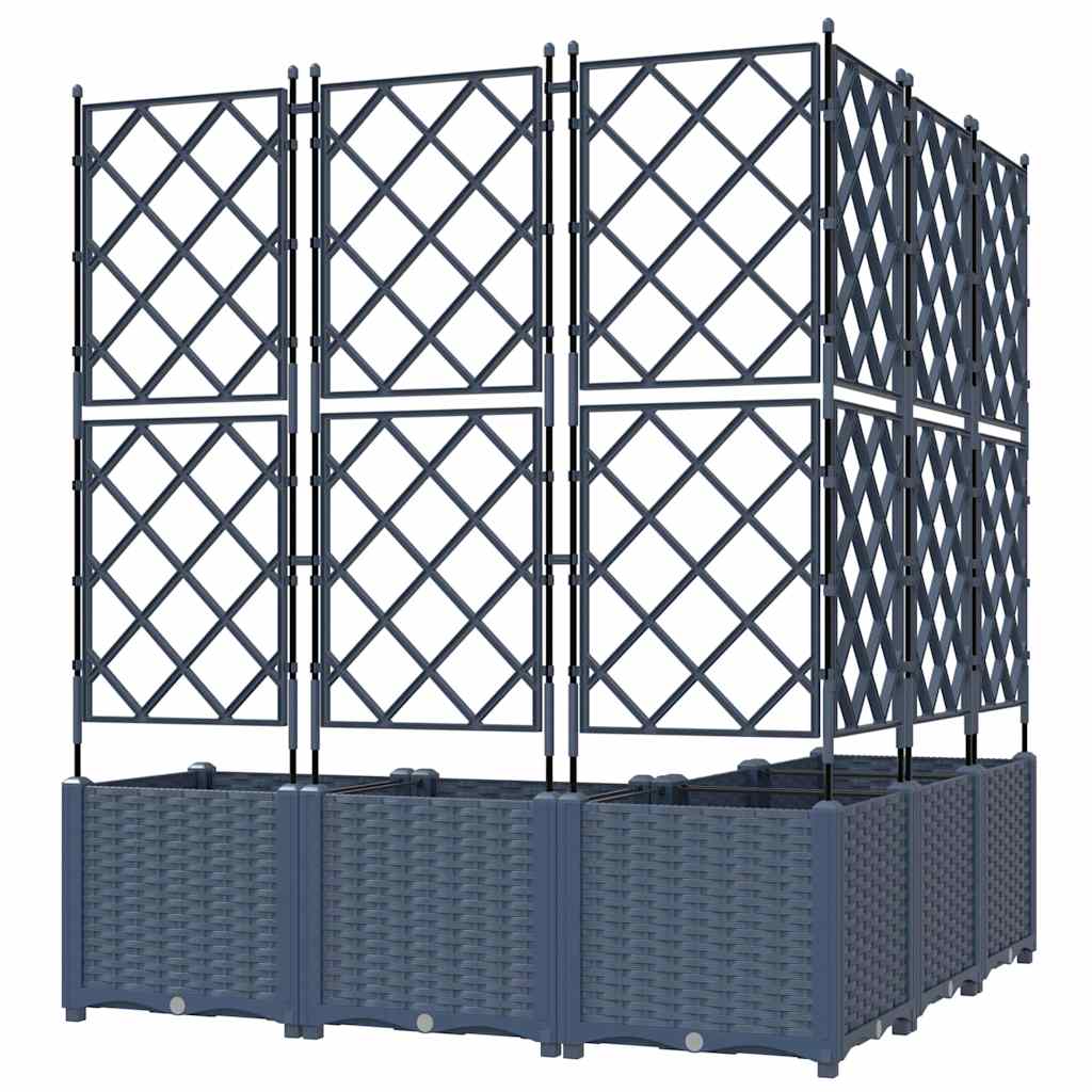 Vaso da Giardino con Trellis 5 pcs Grigio 120 x 120 x 143 cm PP