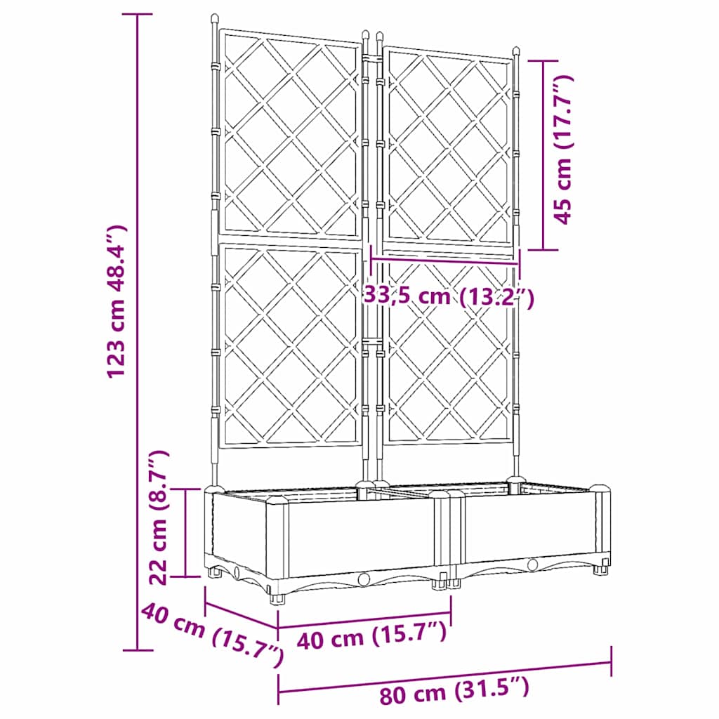 Vaso da giardino 2 pcs Grigio Chiaro 80 x 40 x 125,5 cm | homemem39
