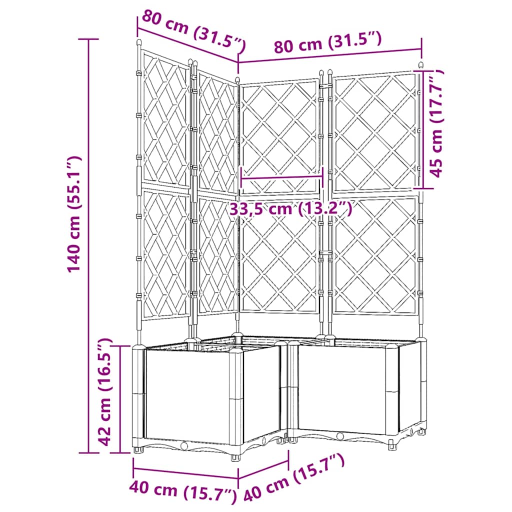 Vaso da giardino 3 pz Grigio Chiaro 80 x 80 x 143 cm PP