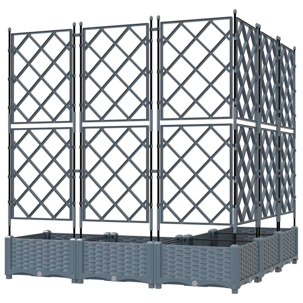 Vaso da Giardino con Trellis 5 pcs Grigio chiaro