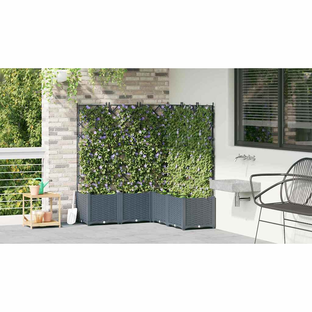 Vaso da Giardino con Trellis 5 pcs Grigio chiaro