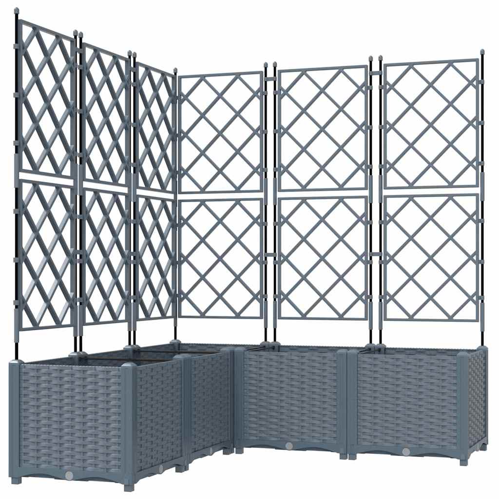 Vaso da Giardino con Trellis 5 pcs Grigio chiaro