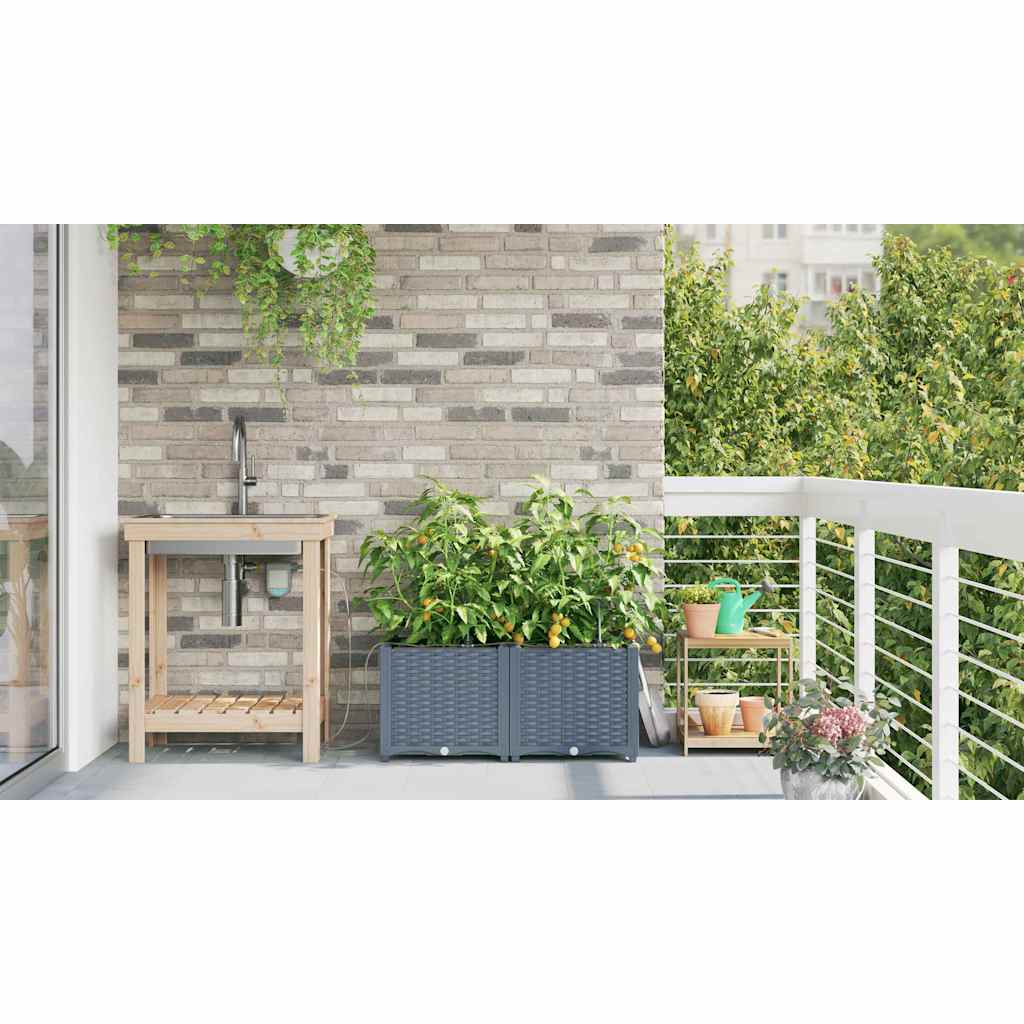 Vasi da giardino Grigio chiaro 80 x 40 x 37.5 cm Acciaio