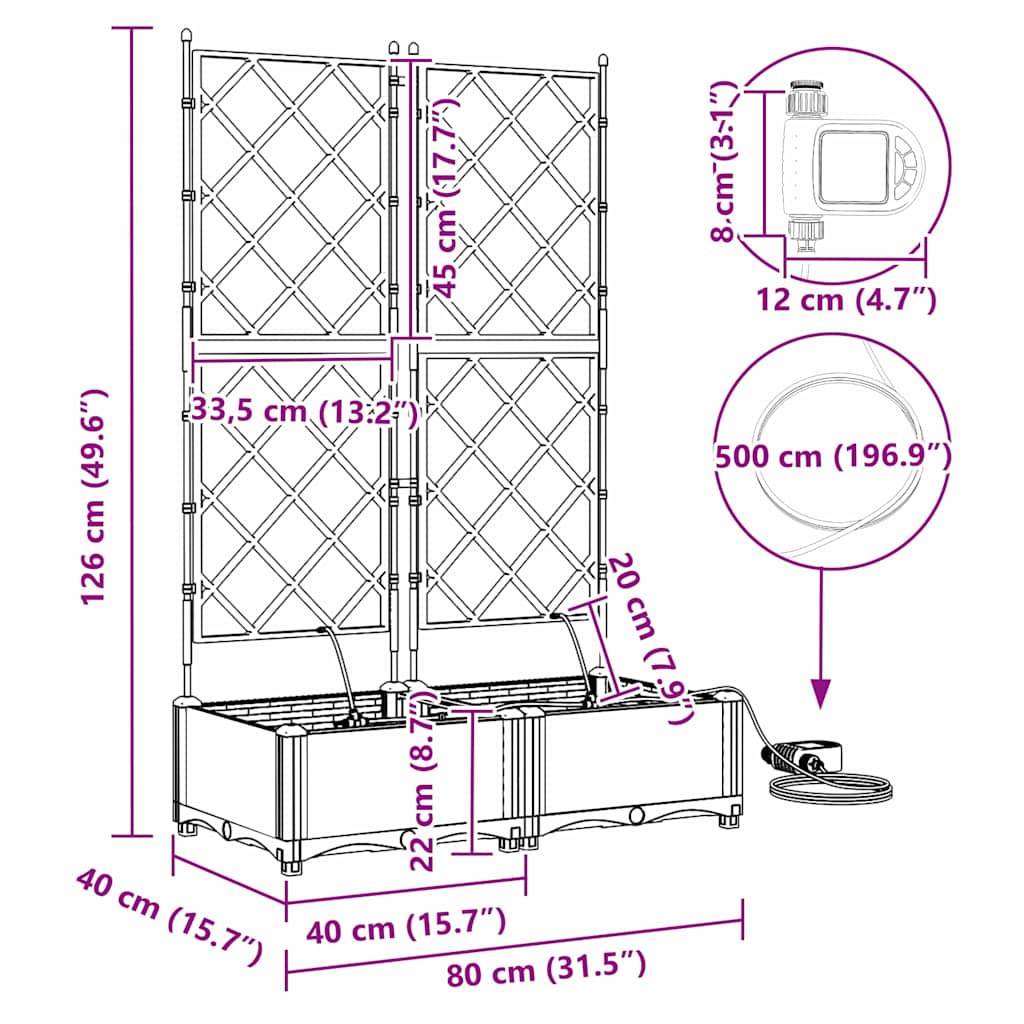 Vasi da giardino Grigio chiaro 80 x 40 x 126 cm Acciaio