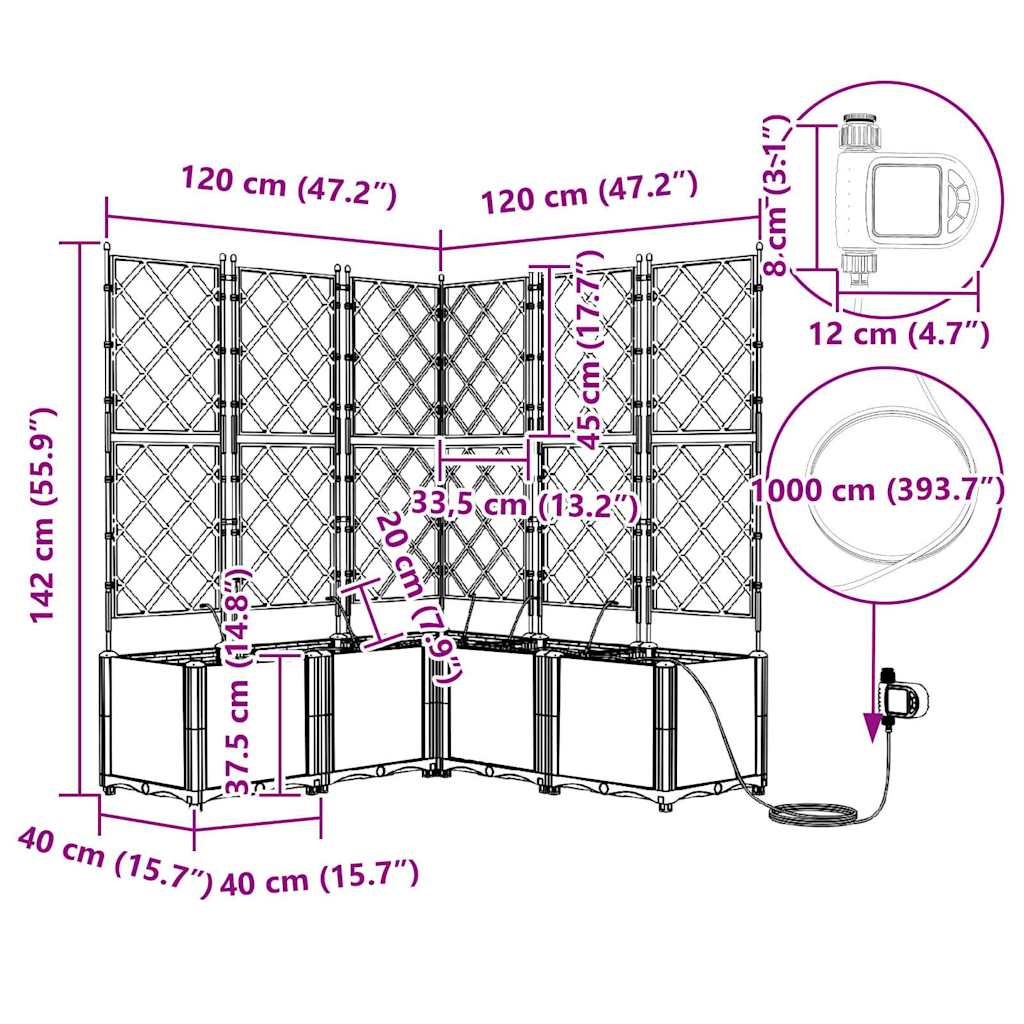 Vasi da giardino Grigio chiaro 120 x 120 x 142 cm Acciaio