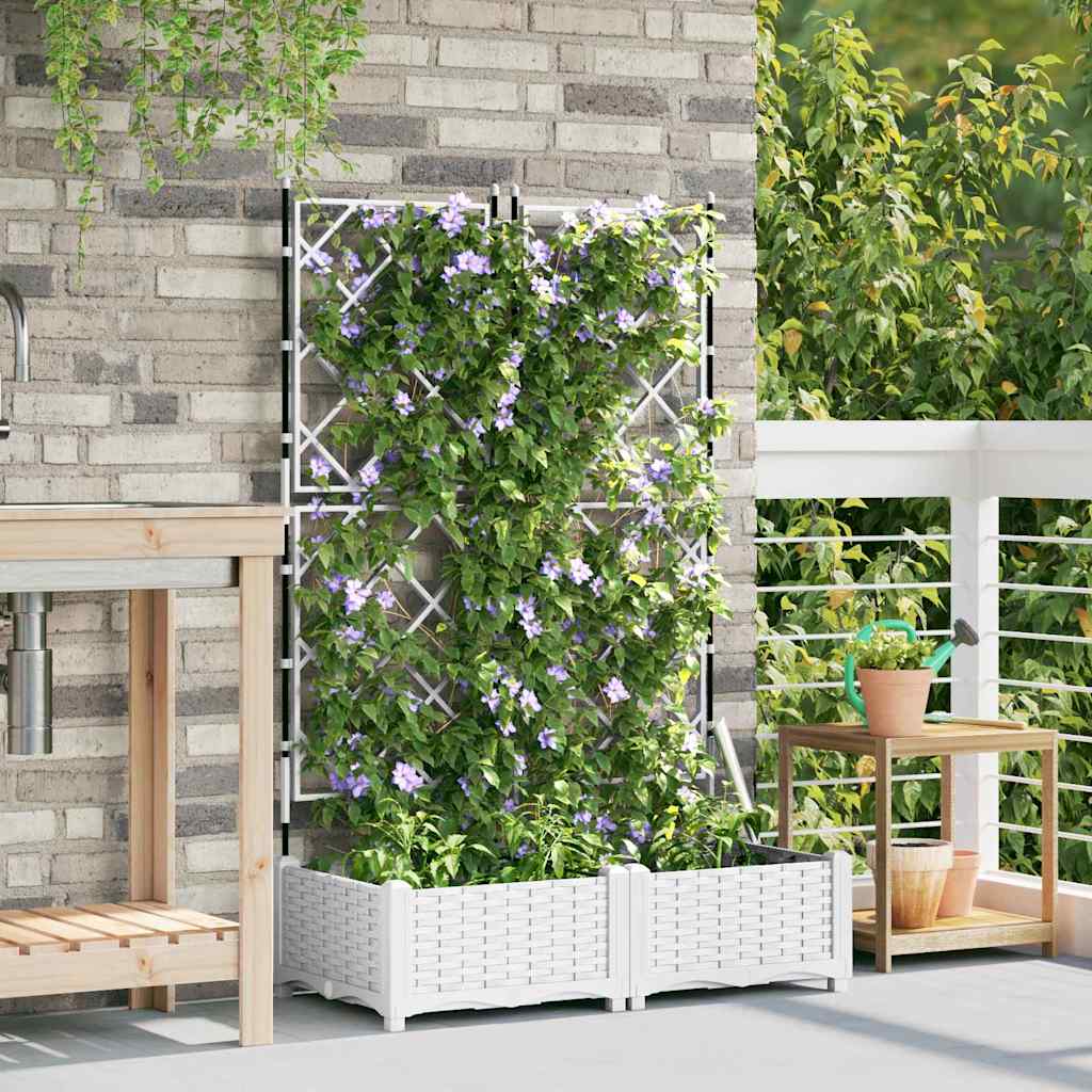Vaso da Giardino con Trellis Bianco 80 x 40 x 125.5 cm PP