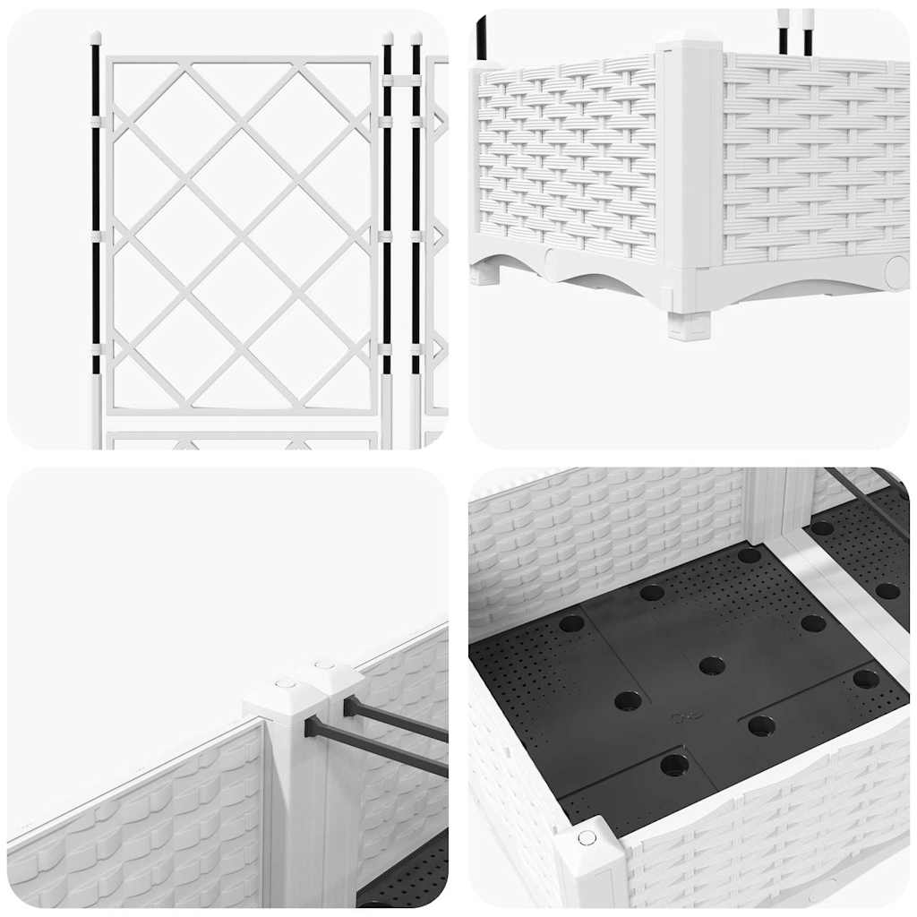 Vaso da Giardino con Trellis 3 pcs Bianco 120 x 40 x 125.5 cm