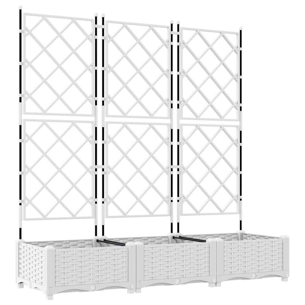 Vaso da Giardino con Trellis 3 pcs Bianco 120 x 40 x 125.5 cm