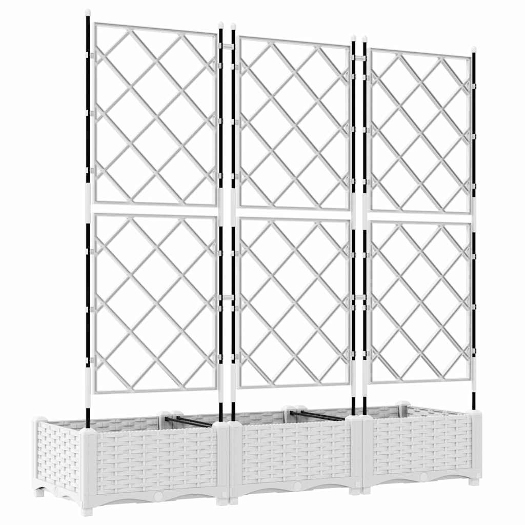 Vaso da Giardino con Trellis 3 pcs Bianco 120 x 40 x 125.5 cm