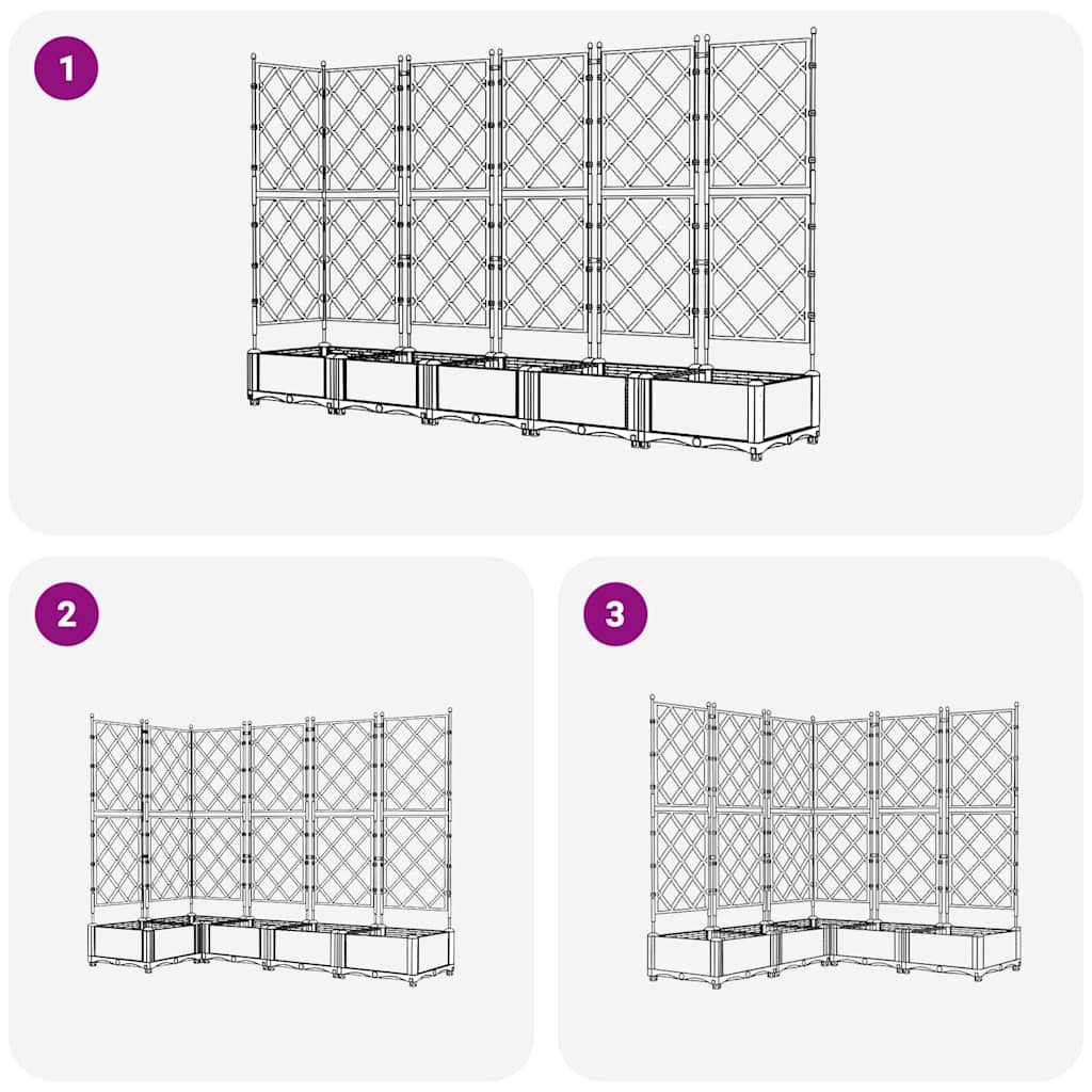 Vaso da Giardino con Trellis 5 pcs Bianco 120 x 120 x 125.5 cm