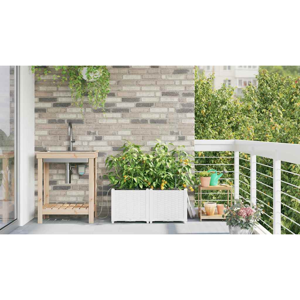Vasi da giardino Bianco 80 x 40 x 37.5 cm Acciaio