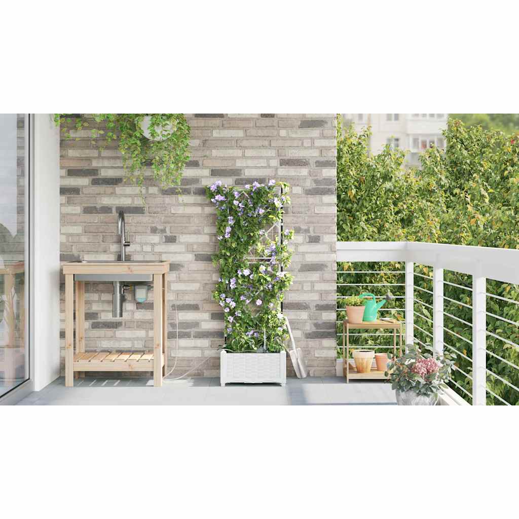 Vasi da giardino Bianco 40 x 40 x 126 cm Acciaio