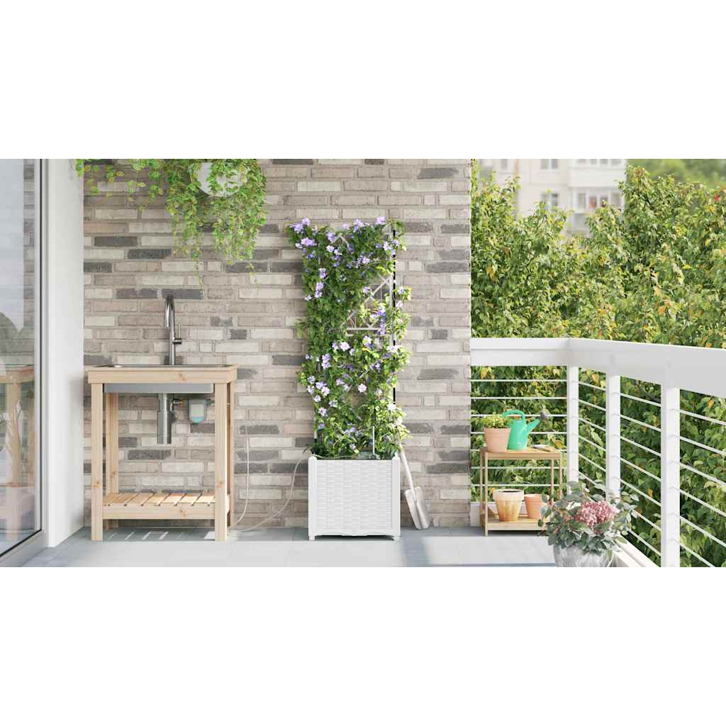 Vasi da giardino Bianco 40 x 40 x 142 cm Acciaio