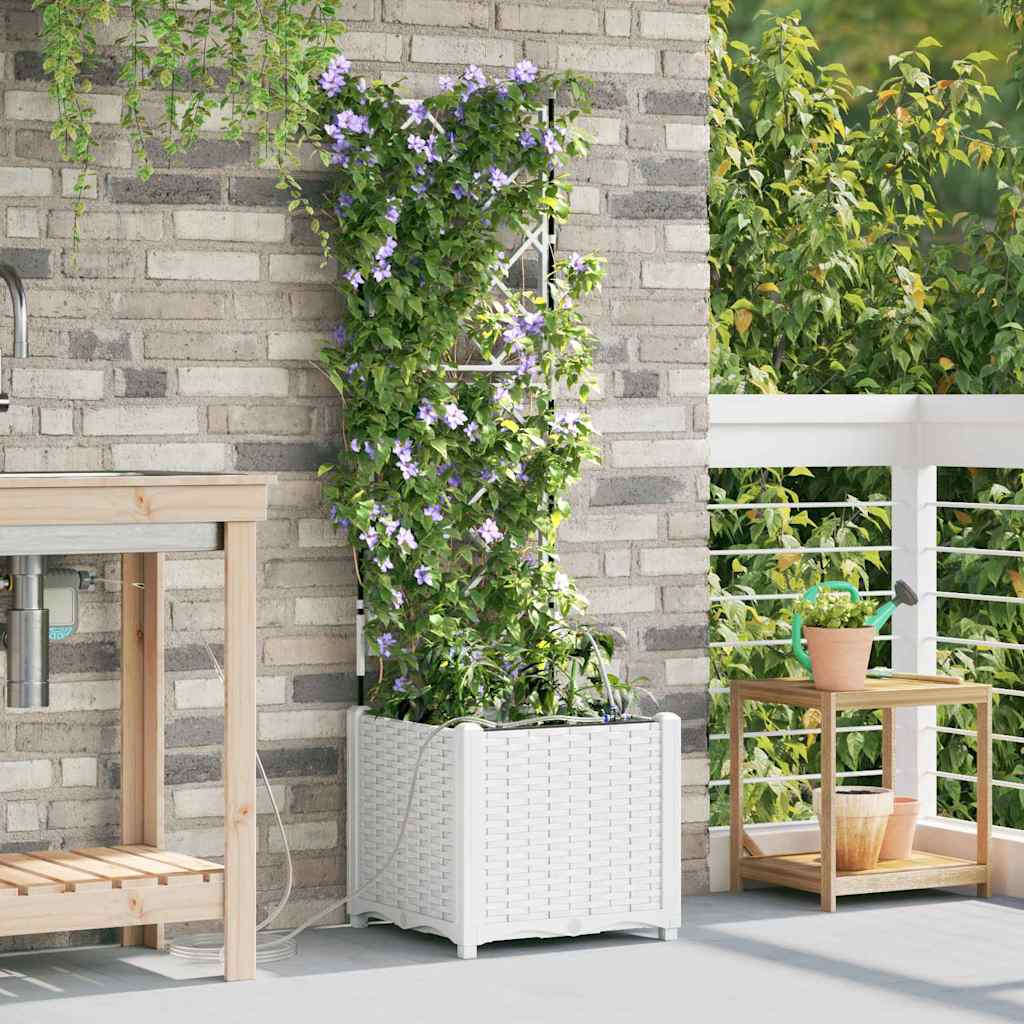 Vasi da giardino Bianco 40 x 40 x 142 cm Acciaio