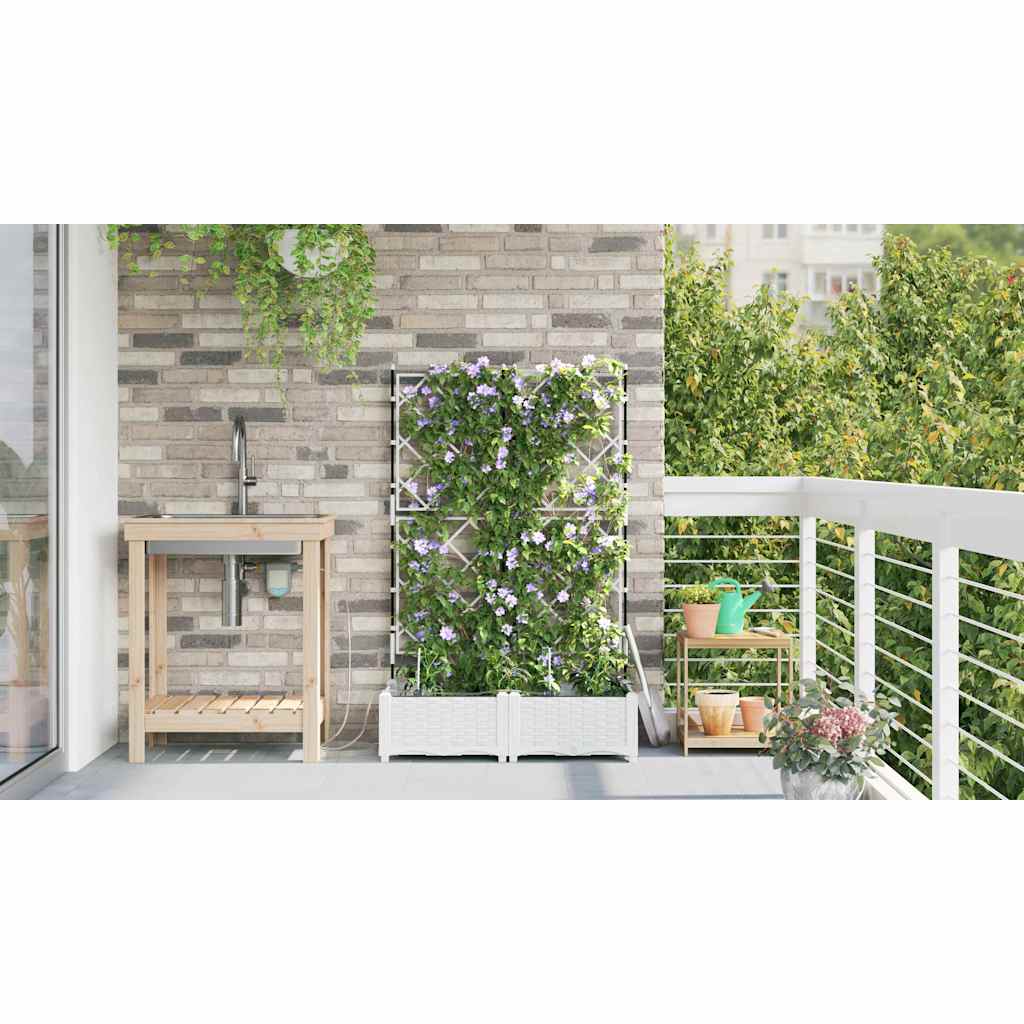 Vasi da giardino Bianco 80 x 40 x 126 cm Acciaio